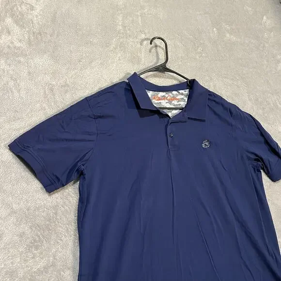 Robert Graham Polo Shirt Mens XL Navy Classic Fit Supima Cotton Camo Trim Skull - Picture 2 of 7